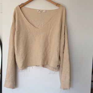 Roxy Cream Knit V-Neck Pullover